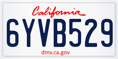 CA license plate 6YVB529