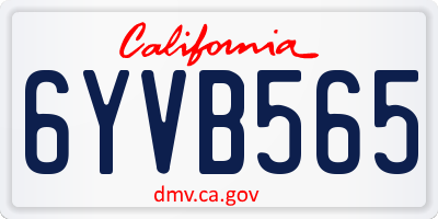 CA license plate 6YVB565