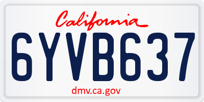 CA license plate 6YVB637