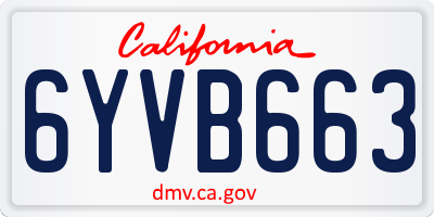 CA license plate 6YVB663