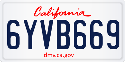 CA license plate 6YVB669