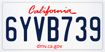 CA license plate 6YVB739