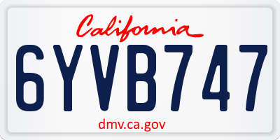 CA license plate 6YVB747