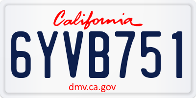 CA license plate 6YVB751