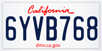 CA license plate 6YVB768