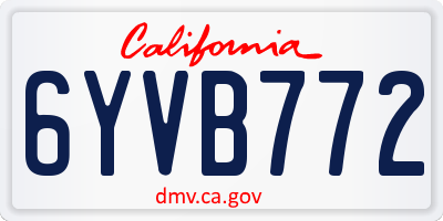 CA license plate 6YVB772