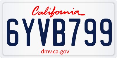 CA license plate 6YVB799