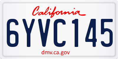 CA license plate 6YVC145