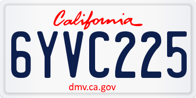 CA license plate 6YVC225