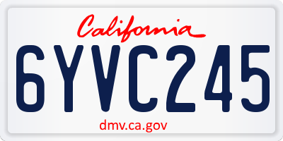CA license plate 6YVC245