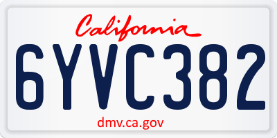 CA license plate 6YVC382