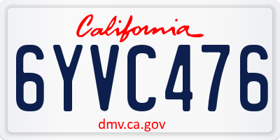 CA license plate 6YVC476