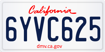 CA license plate 6YVC625