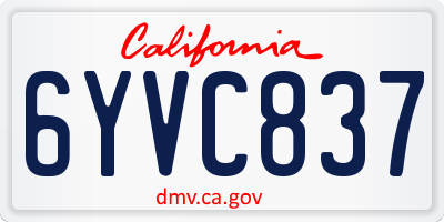 CA license plate 6YVC837