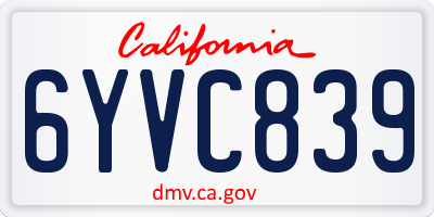 CA license plate 6YVC839