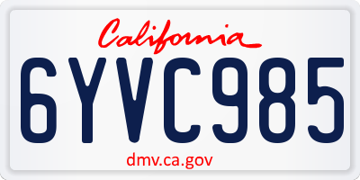 CA license plate 6YVC985