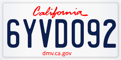 CA license plate 6YVD092