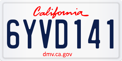 CA license plate 6YVD141