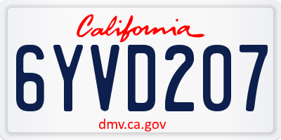 CA license plate 6YVD207