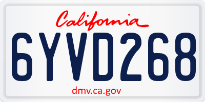 CA license plate 6YVD268