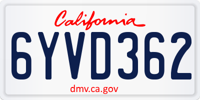 CA license plate 6YVD362