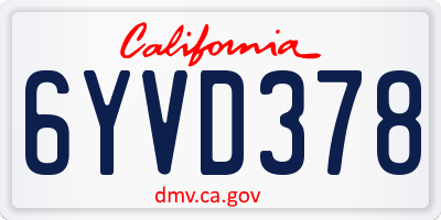 CA license plate 6YVD378