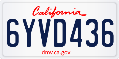 CA license plate 6YVD436