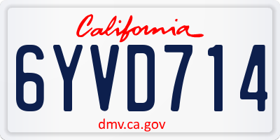 CA license plate 6YVD714