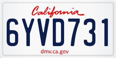 CA license plate 6YVD731