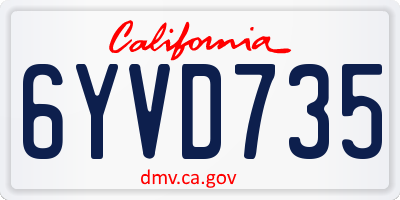 CA license plate 6YVD735
