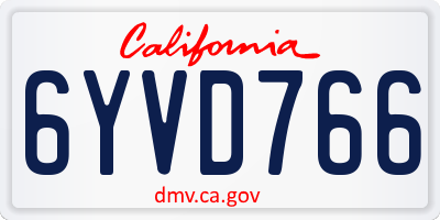 CA license plate 6YVD766