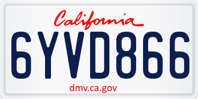 CA license plate 6YVD866