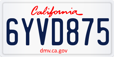 CA license plate 6YVD875