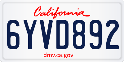 CA license plate 6YVD892