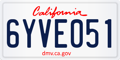 CA license plate 6YVE051