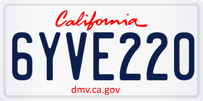 CA license plate 6YVE220