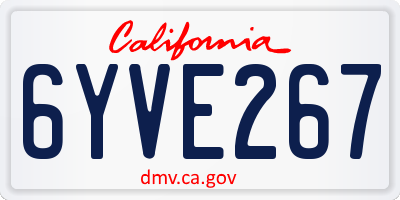 CA license plate 6YVE267