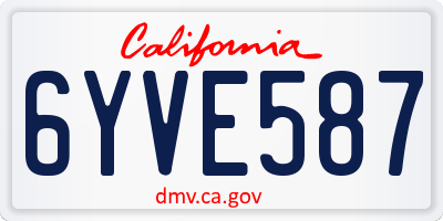 CA license plate 6YVE587