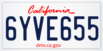 CA license plate 6YVE655