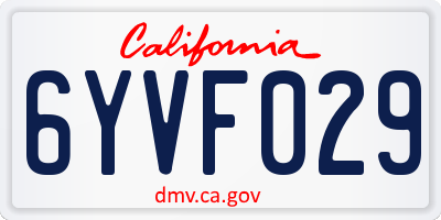 CA license plate 6YVF029