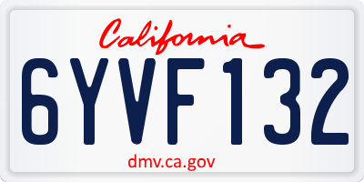 CA license plate 6YVF132