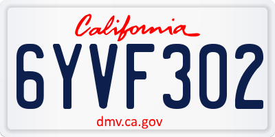 CA license plate 6YVF302