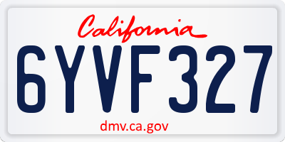 CA license plate 6YVF327
