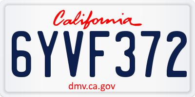 CA license plate 6YVF372