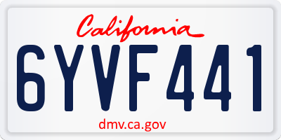 CA license plate 6YVF441