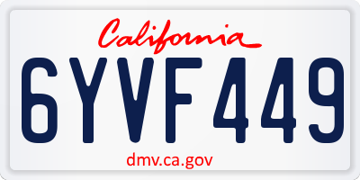CA license plate 6YVF449