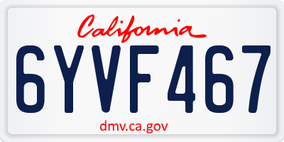 CA license plate 6YVF467