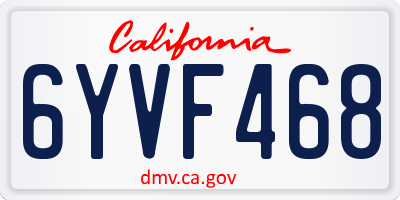 CA license plate 6YVF468