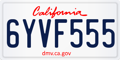 CA license plate 6YVF555