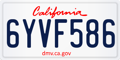 CA license plate 6YVF586